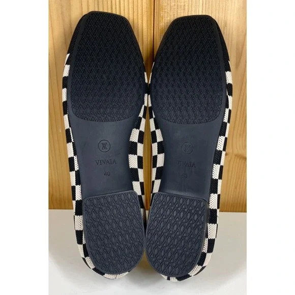 Vivaia Shoes EU 40 US 9 B Margot 2.0 V Cut Square Toe in Checker Flats NWOB - Picture 9 of 10